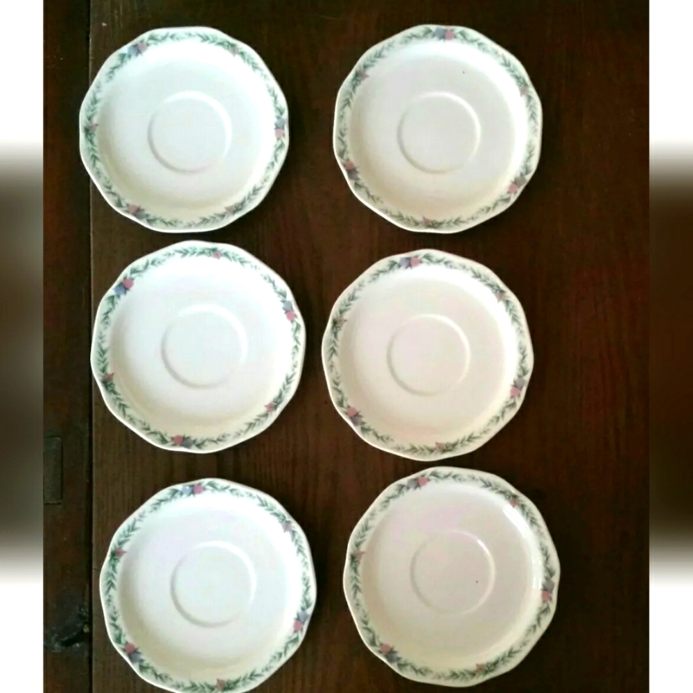 6 NORITAKE  "CONSERVATORY" Gala Cuisine 7915 SAUCERS
